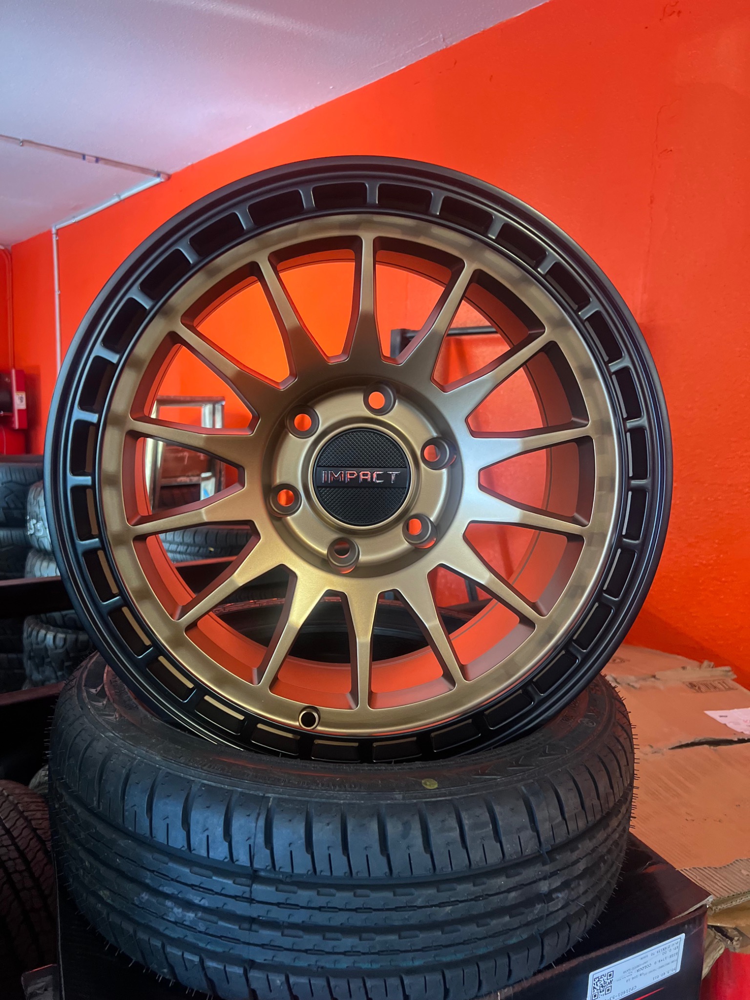 Rim on display at Rolling Wheels Tire Shop